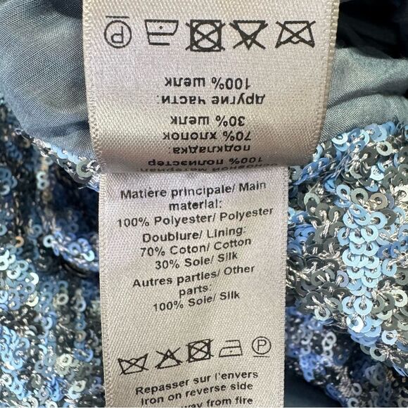 NEW Zadig & Voltaire Vanille Sequin Blazer Denim Blue Size 34 / XS - Picture 11 of 13